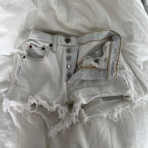 Levi’s 501 Distressed White Jean Shorts